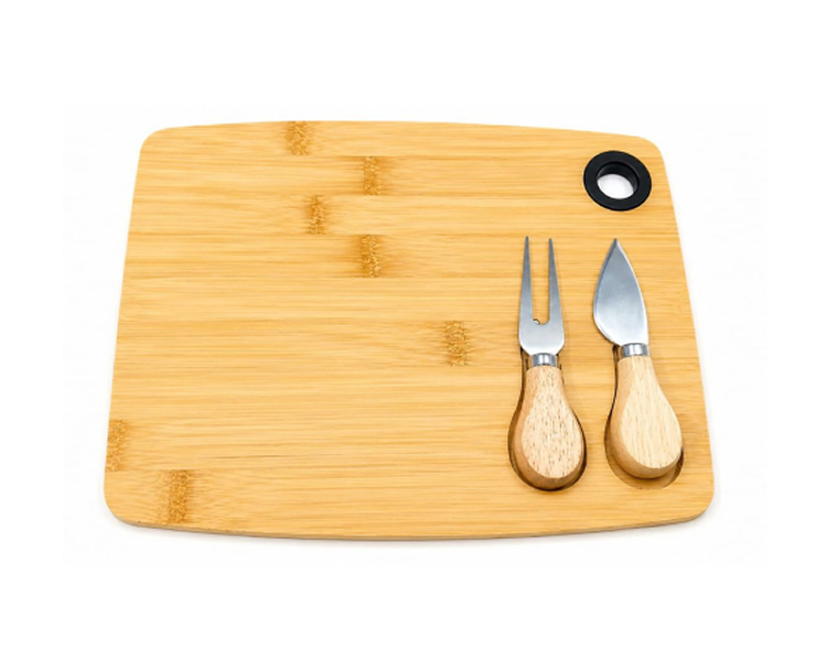 Set y Tabla para Quesos de Bambu con Utensilios x3 Piezas