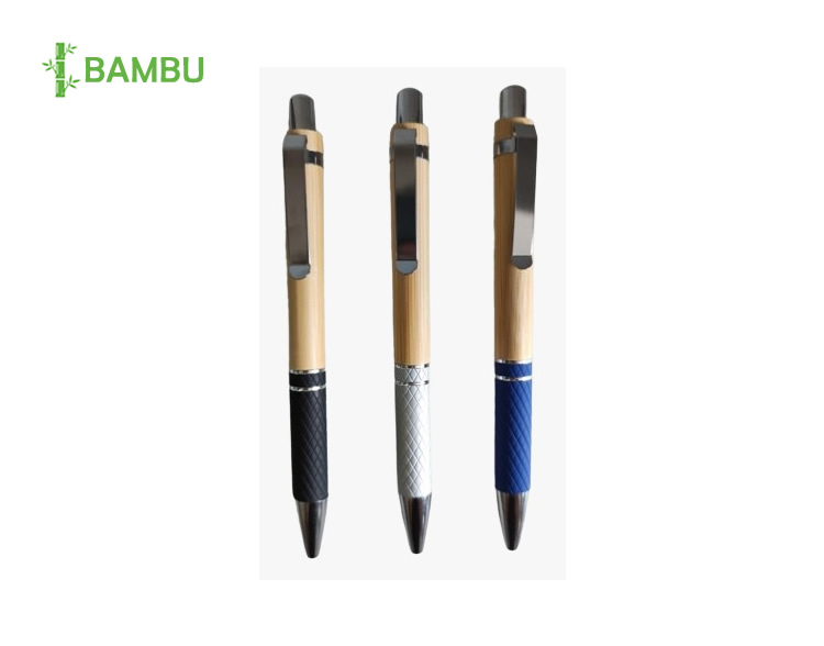 Lapicero Ecologico Bambu con Metal Retractil