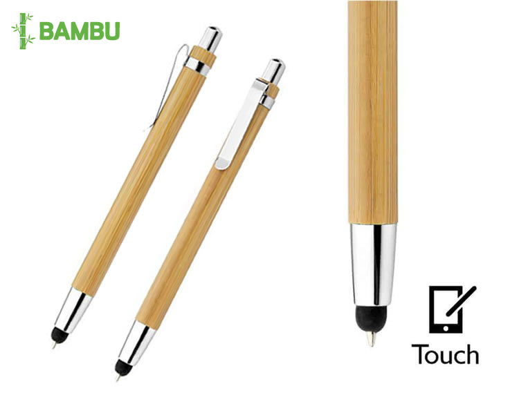 MP-LPE019 - Lapicero Ecologico Bambu Touch Clip Metalico