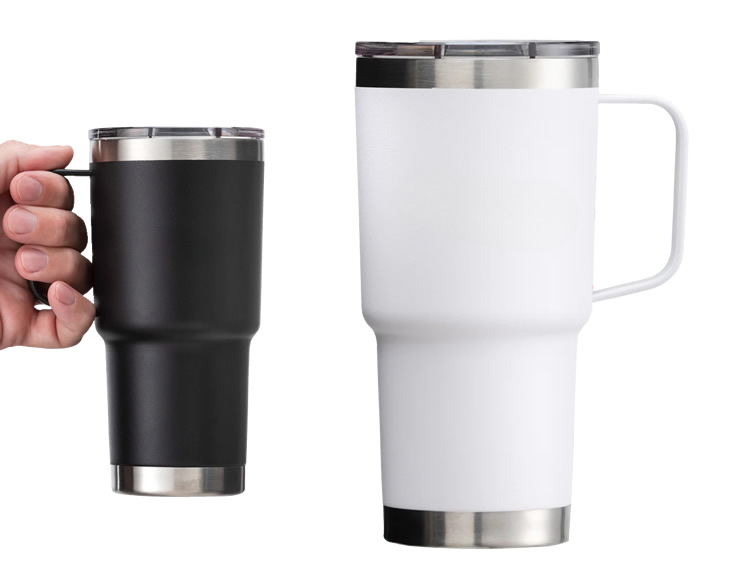 Mug Acero Inoxidable con Tapa Acrilica y Asa 600 ML