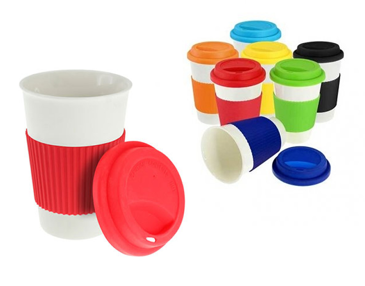 Mug de Ceramica 400 ML con Sujetador de Silicona