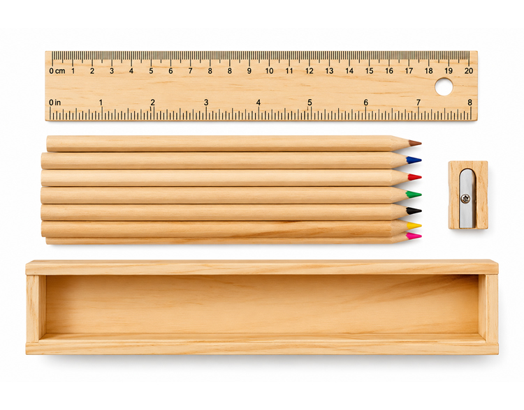 Set de Escritorio Ecologico Madera  x 15 Piezas