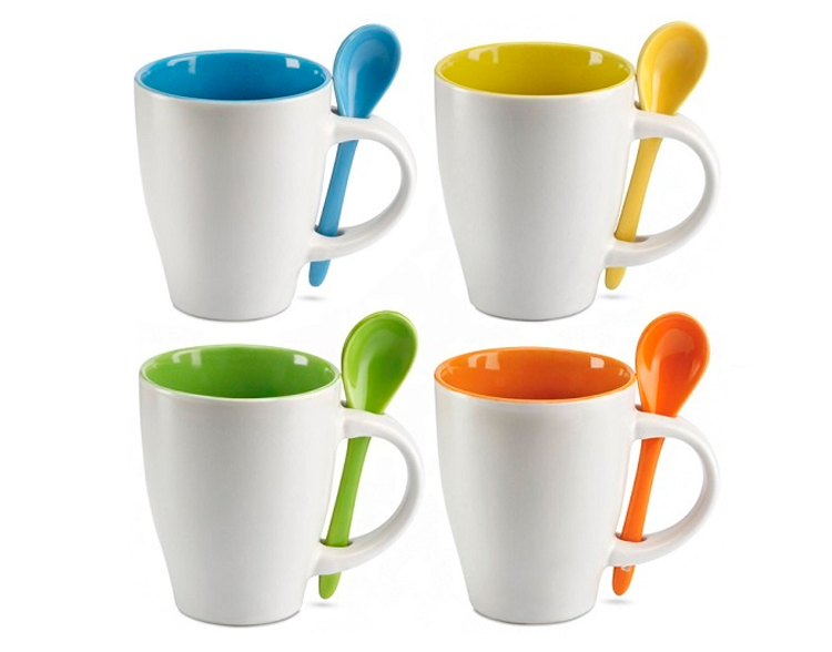 TAZA CON CUCHARITA COLOR INTERIOR 11 ONZAS