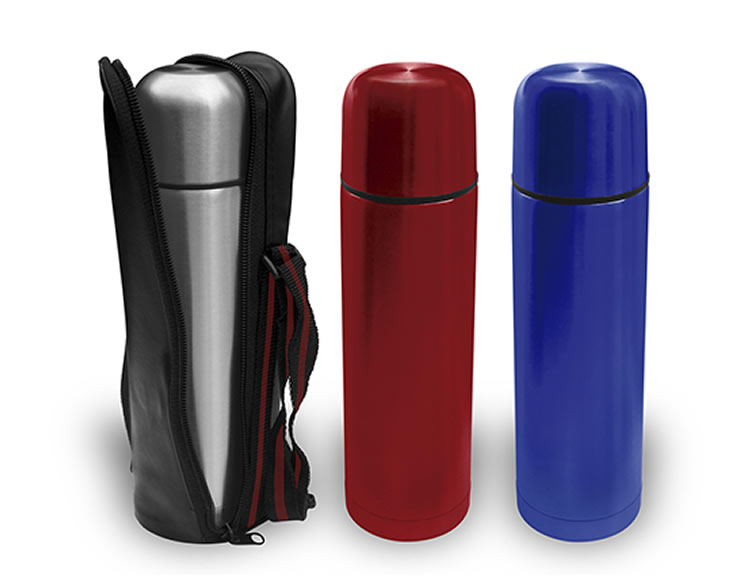 Termo Metalico Colores con Funda Negra 500 ML